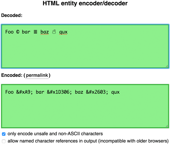 HTML entity encoder/decoder