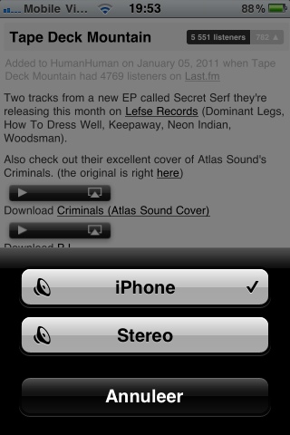 Just tap the AirPlay icon for any audio source to stream it.