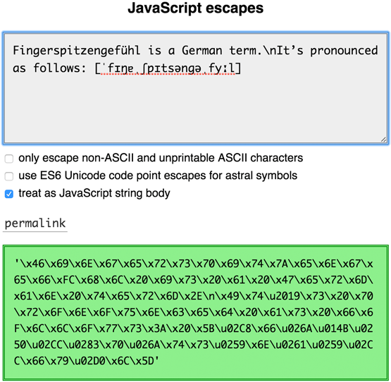 JavaScript escapes tool